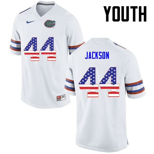 Youth NCAA Florida Gators Rayshad Jackson #44 Stitched Authentic USA Flag Fashion Nike White College Football Jersey EXM4365PJ